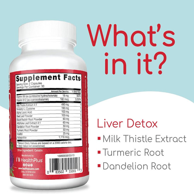 Health plus Liver Detox Capsules, 60 Count