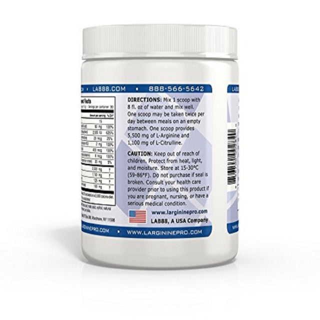 L-Arginine Pro Powder - 5500Mg L-Arginine, 1100Mg L-Citrulline Cardio Health (Grapeberry (4) Jars)