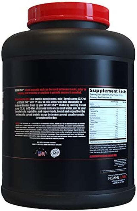 Insane Labz Insane ISO Whey Protein Powder Featuring 25G of Hydrolyzed Whey Isolate, 60 Servings, Chocolate
