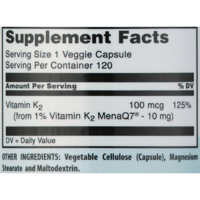 Amazing Formulas Vitamin K2 Menaq7 100 Mg 120 Vcaps