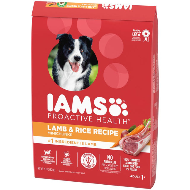 IAMS Proactive Health Minichunks Lamb and Rice Recipe Dry Dog Food, 15 Lb Bag