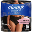 Always Discreet Boutique Incontinence Underwear, Maximum Protection, L, Black, 10 Ct