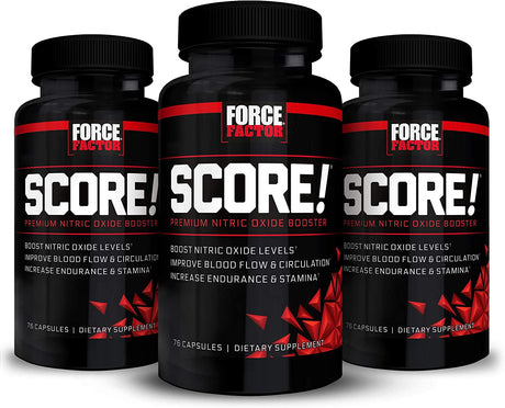 Force Factor Score!, Nitric Oxide Supplement for Men, Nitric Oxide Booster with L-Citrulline and Tribulus Terrestris to Improve Blood Flow and Enhance Performance, 76 Count (Pack of 3)