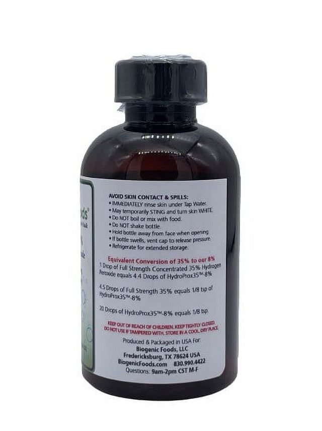 Hydroprox 35 - Pure Food Grade Hydrogen Peroxide - Diluted to 8% for Un-Restricted Shipping