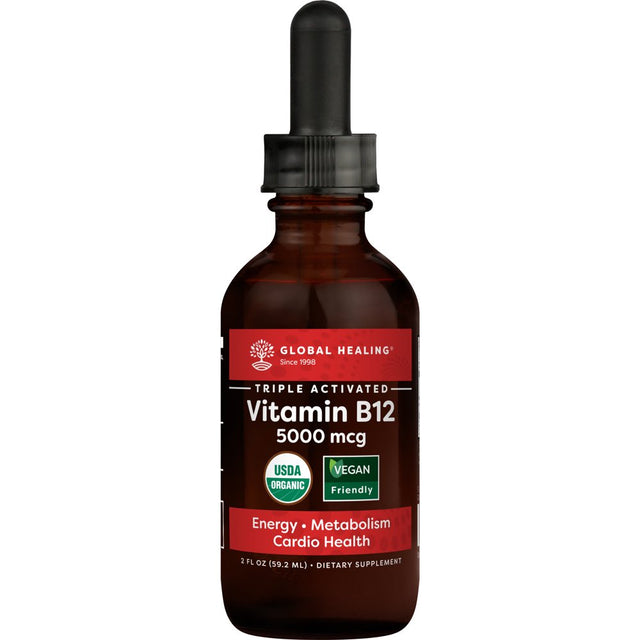 Global Healing USDA Organic Vitamin B12 5000Mcg Liquid Supplement - 2 Fl Oz