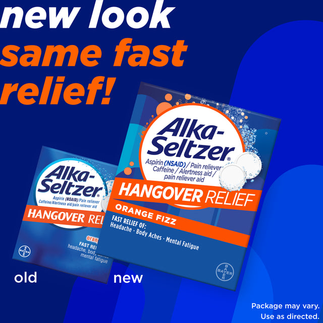 Alka-Seltzer Effervescent Hangover Relief, Aspirin, Caffeine, 20 Count