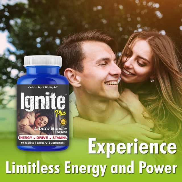 Ignite plus Testosterone Booster for Men Energy Endurance Stamina Strength Drive & Lean Muscle 60 Tablets