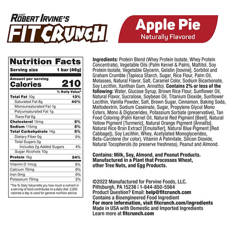 FITCRUNCH Snack Size Protein Bars, Designed by Robert Irvine, 6-Layer Baked Bar, 3G of Sugar, Gluten Free & Soft Cake Core (9 Bars, Apple Pie)