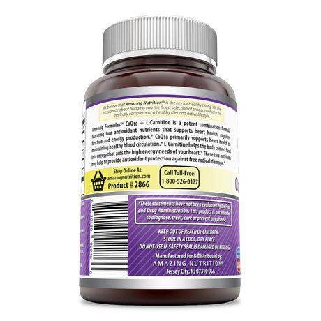 Amazing Formulas Coq10 30 Mg + L -Carnitine 250 Mg 60 Softgels