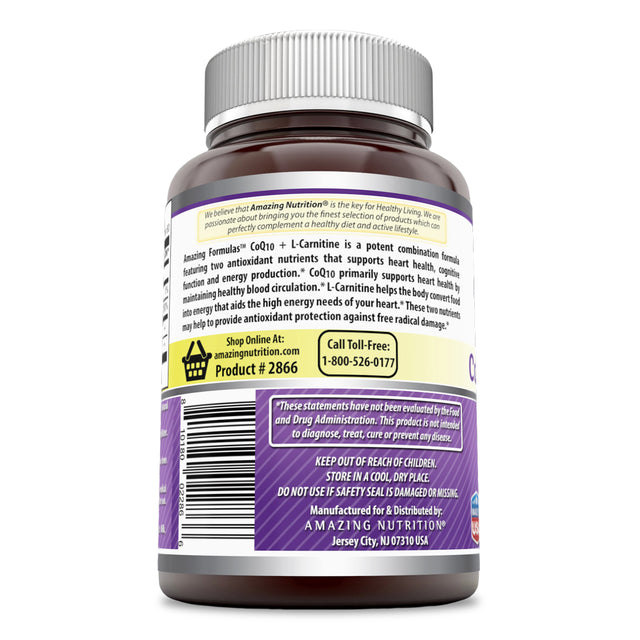 Amazing Formulas Coq10 30 Mg + L -Carnitine 250 Mg 60 Softgels