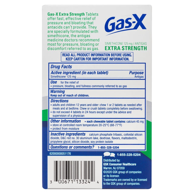 Gas-X Extra Strength Cherry Chewable Tablet for Fast Gas Relief, 72 Count
