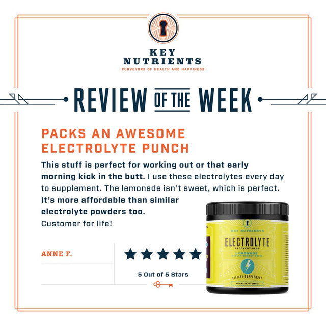 Key Nutrients Electrolytes Powder - Refreshing Lemonade Electrolyte Drink Mix - $0.44 / Unit - Hydration Powder - No Sugar, No Calories - 90 Servings