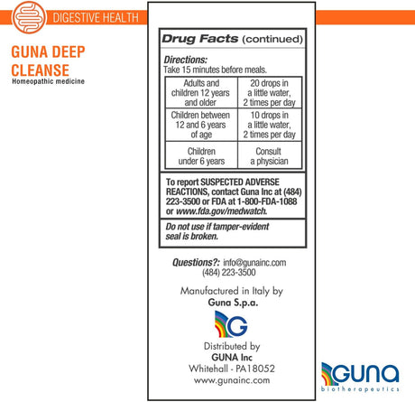 Guna Deep Cleanse Homeopathic All Natural Systemic Body Cleansing, Toxin Release, Liver and Kidney Support and Detoxification - 1 Ounce