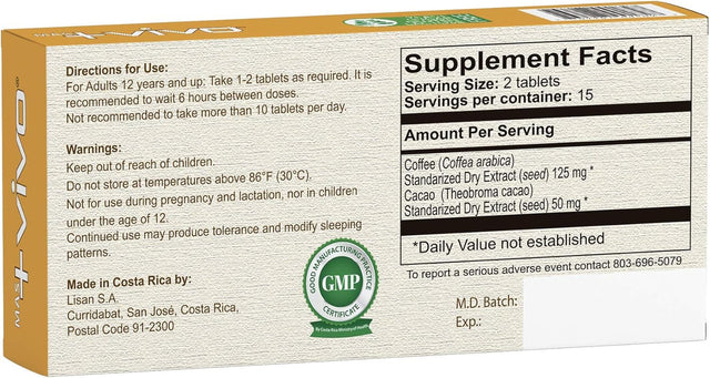 +VIVO Energy Booster Natural Cacao & Caffeine Vitality Natural Tablets Sugar Free Gluten Free Lactose Free (30 Count)…