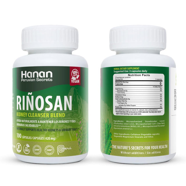 Hanan Rinosan Kidney Cleanser Blend | 100 Capsules | Naturally Aids in Supporting Healthy Kidney and Urinary Tract Function
