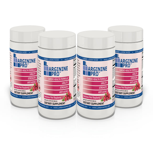 L-Arginine Pro Powder - 5500Mg L-Arginine, 1100Mg L-Citrulline Cardio Health (Raspberry, (4) Jars)