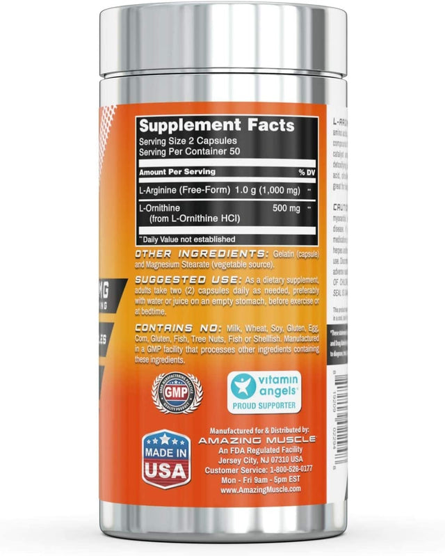 L-ARGININE/L-ORNITHINE - 100 Capsules
