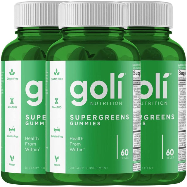 Goli Nutrition Supergreen Gummies, 60 Count, Fruit Blend Flavor (3-Pack)