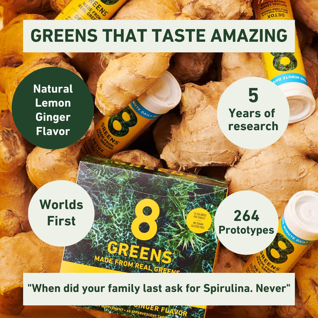 8Greens Detox Fizzy Tablets - Packed with 8 Powerful Super Greens, Greens Powder (1 Tube/10 Tablets)
