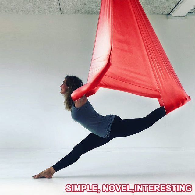 HECASA Aerial Yoga Swing Set 6M / 20Ft Red Trapeze Yoga Hammock Kit Yoga Flying Sling Inversion Swing Tools for Air Yoga Inversion Fitness