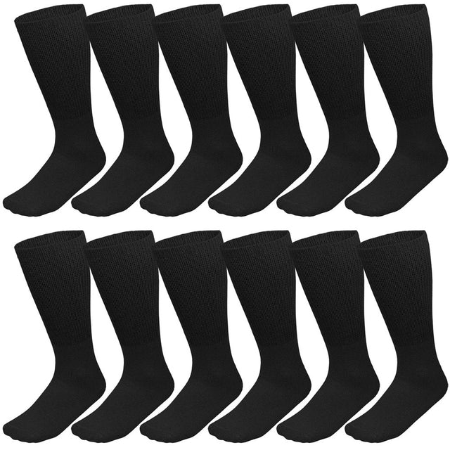 Falari Diabetic Crew Socks Physicians Approved Socks for Men Women Legs Blood Circulatory Problems Diabetes Edema Neuropathy 10-13 Black 12-Pack