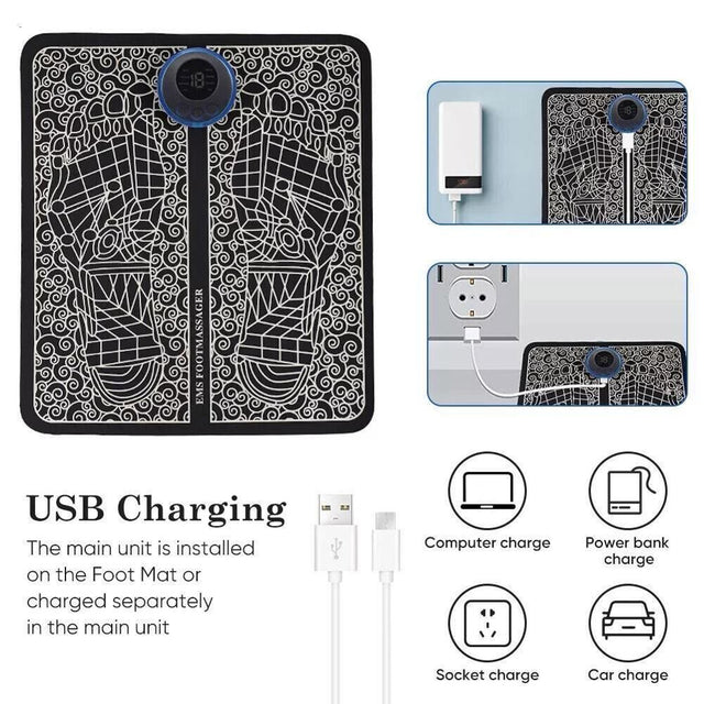 Foot Massager Electric Foot Stimulator Massager, 8 Modes 19 Intensity, Improves Circulation, Relax Stiffness Muscles Relieve Feet and Legs Pain, USB Rechargeabl