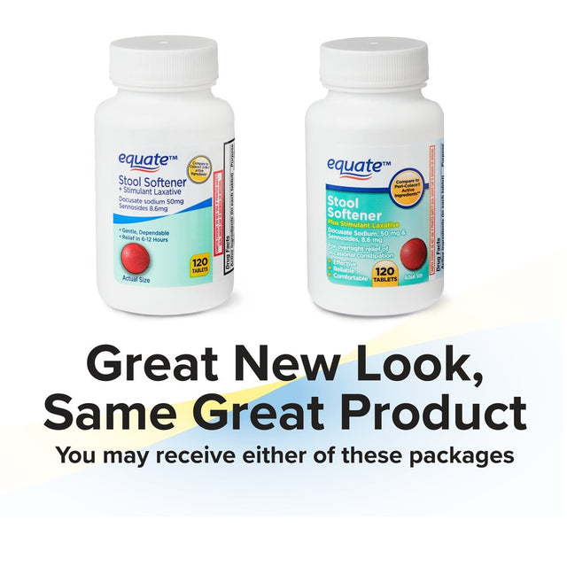 Equate Stool Softener plus Stimulant Laxative Tablets for Constipation, 120 Count