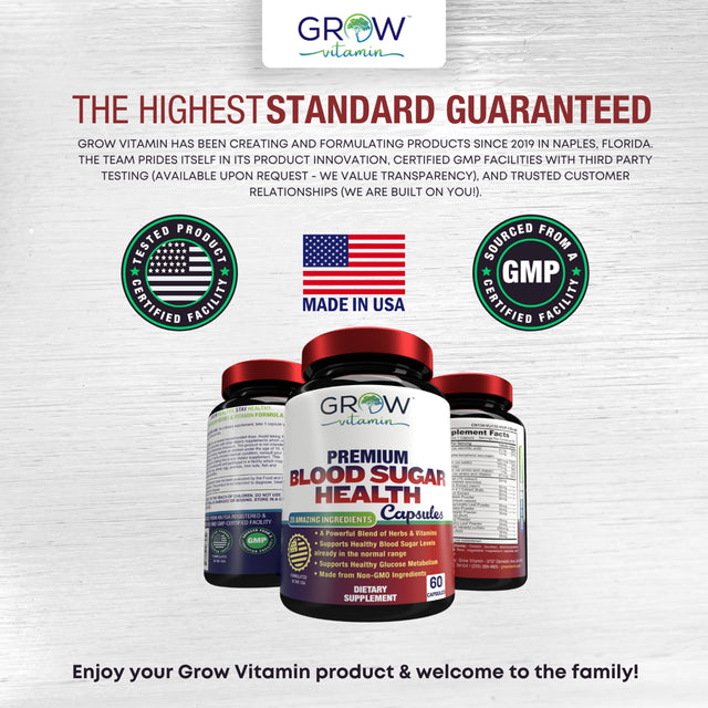 GROW VITAMIN SENSOLIN: Natural Blood Sugar Support Health Supplement, 60 Count
