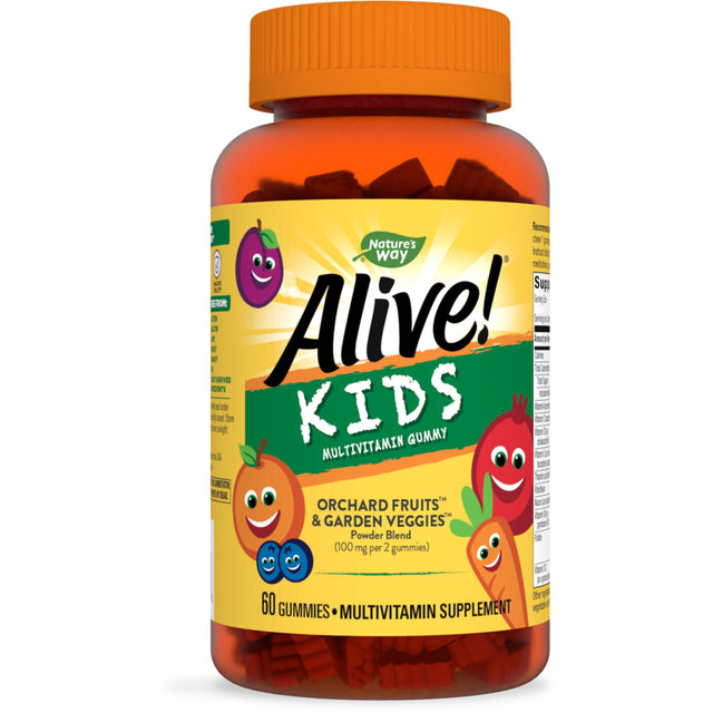 Alive! Kid'S Daily Multivitamin Gummies, Supports Growth and Development*, Fruit Flavored, 60 Count
