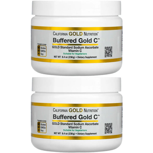 California Gold Nutrition Buffered Vitamin C Powder, Non-Acidic, Gold C, USP Grade Sodium Ascorbate, Suitable for Vegans and Vegetarians, 8.40 Oz (238 G), 2 Pack