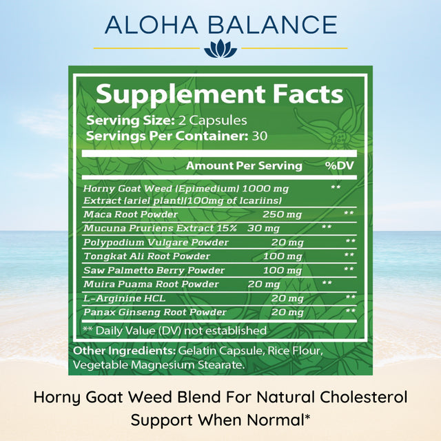 Horny Goat Weed Blend - Libido Support - Natural Suplement for Men & Women by Aloha Balance