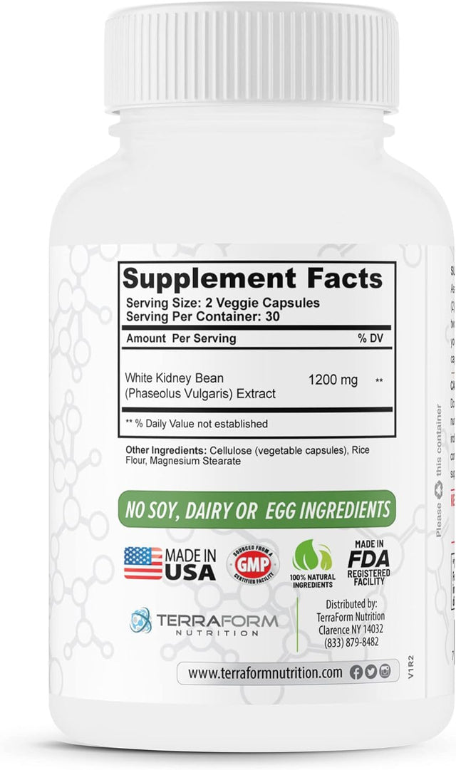 100% Pure White Kidney Bean Extract – All-Natural Carb Blocker 1200Mg Serving– Optimized for Weight Loss & Fat Prevention for Women & Men – Made in USA