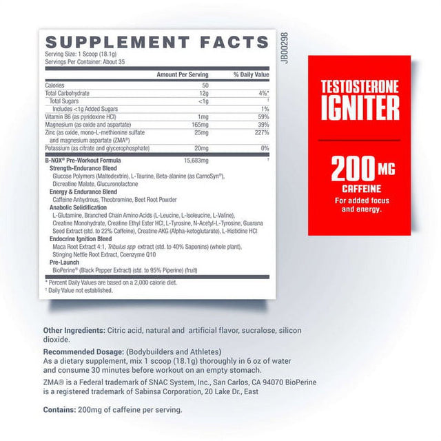 B-Nox Androrush, Preworkout and Testosterone Enhancer Strawberry Lemonade Betancourt Nutrition 35 Servings