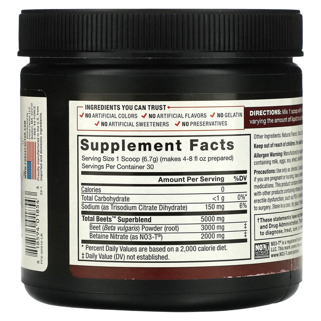 Force Factor Total Beets, Original Drink Powder, Black Cherry, 7.1 Oz (201 G)