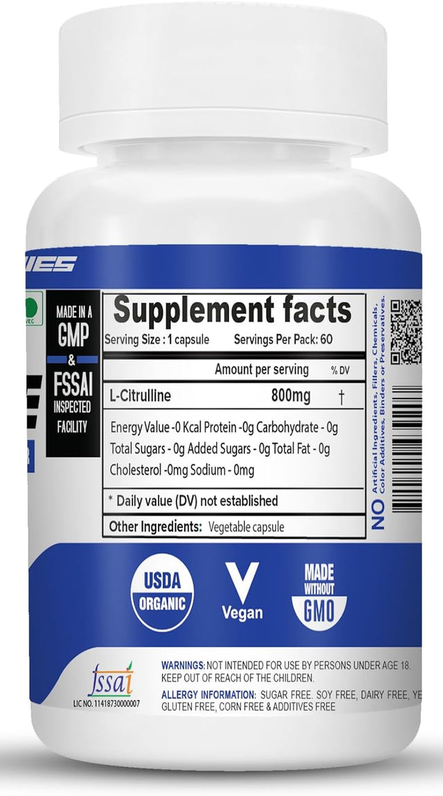 L-CITRULLINE 800Mg-Pack of 60 Capsules
