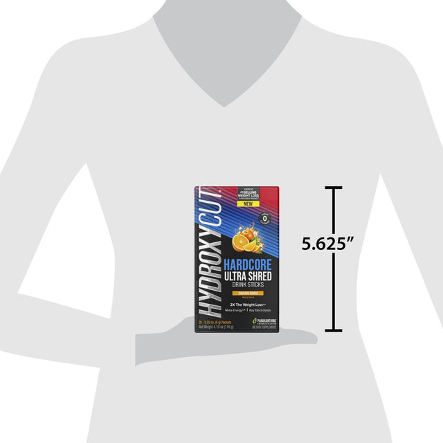 Hydroxycut Hardcore Ultra Shred Weight Loss Drink Mix, Thermogenic Supplement, Tangerine Mimosa, 20 Ct