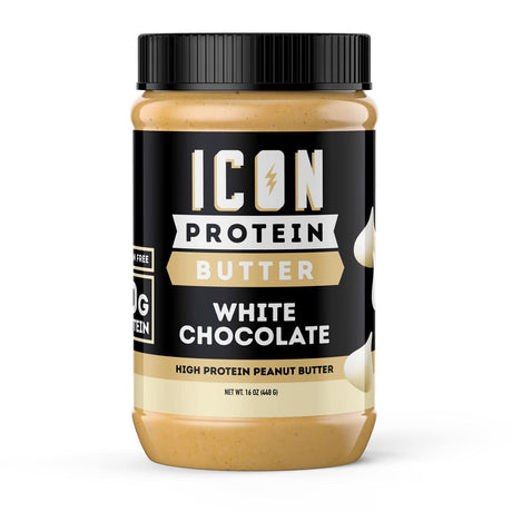ICON Meals, Protein Peanut Butter, Creamy, Protein-Packed, Handcrafted Spread, Premium Whey Protein, Gluten Free (16 Servings, White Chocolate)