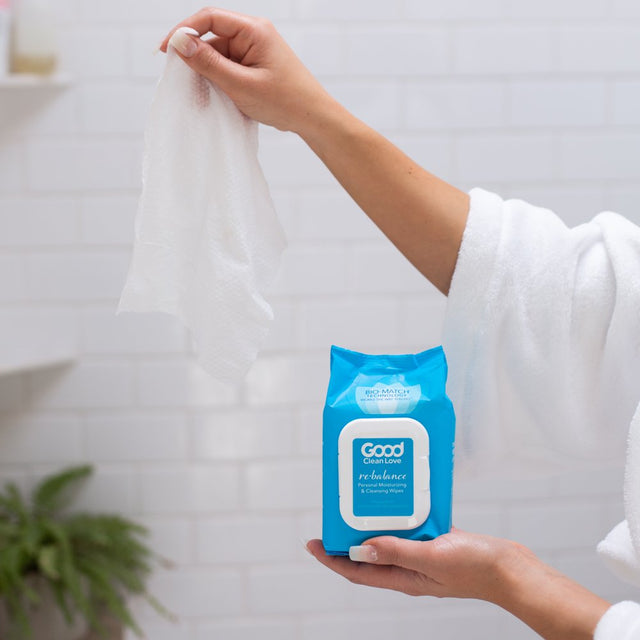 Good Clean Love: Rebalance Personal Moisturizing & Cleansing Wipes, Naturally Reduces Odor & Supports Vaginal Health, Ph-Balanced Feminine Hygiene Product, Bulk Pack, 30 Wipes