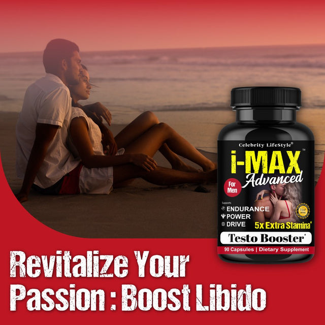 I-Max Testosterone Booster Vitamin Supplement for Men, Male Enhancing 60 Pills by Celebrity Lifestyle