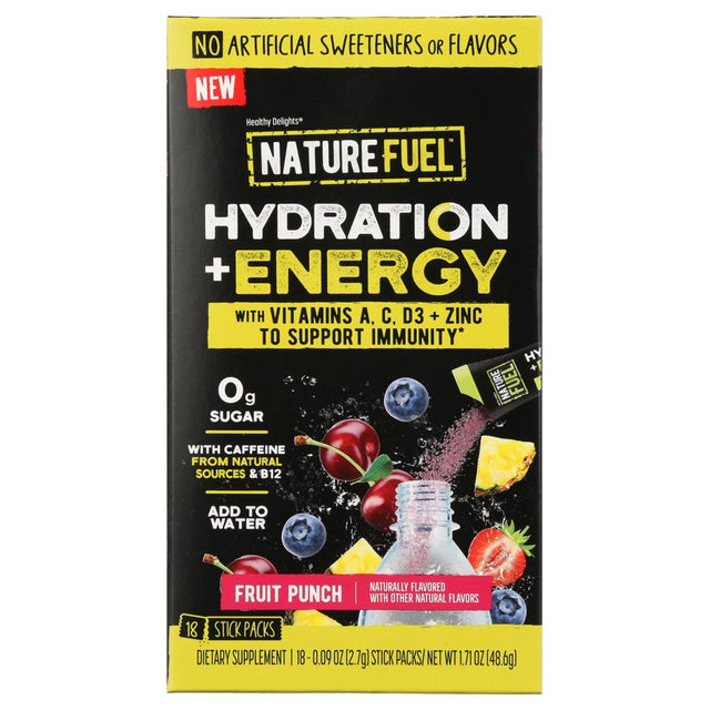 Healthy Delights, Nature Fuel Hydration + Energy, Fruit Punch, 18 Stick Packs