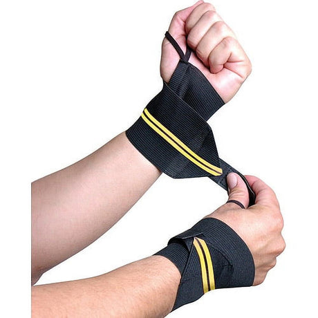 Gold'S Gym Black and Yellow Wrist Wraps, Pair