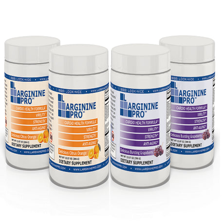 L-Arginine Pro Powder - 5500Mg L-Arginine, 1100Mg L-Citrulline Cardio Health (Grapeberry/ Citrus Orange (4) Jars)