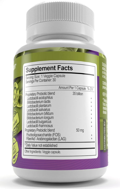 Just Potent Probiotic Supplement :: 35 Billion Cfus per Capsule :: 8 Powerful and Essential Strains :: Guaranteed Potency & Cfus through Expiration :: Survives Stomach Acid