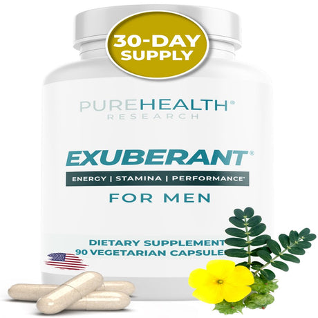 Exuberant Testosterone Booster for Men, Support Testo Level, Increase Energy, Promote Muscles, Bones and Mood by Purehealth Research