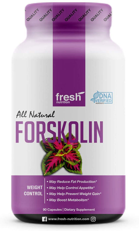 Fresh Nutrition Forskolin Supplement - Strongest DNA Verified - Belly Fat Burner 90 Caps