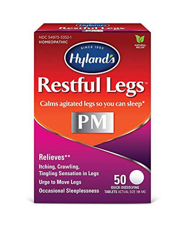 Hyland'S Naturals Restful Legs PM Tablets 50 Ct 2 Pk | Restless Legs Syndrome Relief | Leg Pain Relief | Hylands Leg Cramps Relief | Calm Legs | Instant Relief for Restless Legs