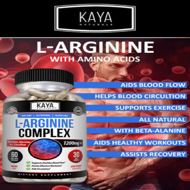 Kaya Naturals Nitric Oxide No3 Testosterone Booster Libido ED Support L-Arginine Vasodilator