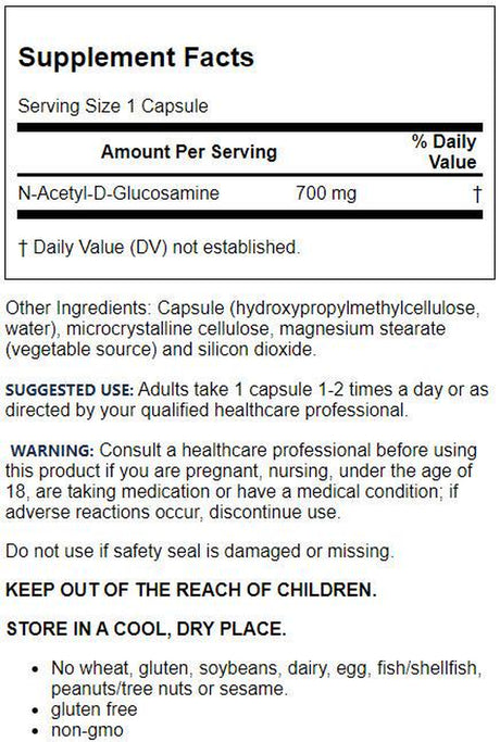 Jarrow Formulas - NAG N-Acetyl Glucosamine 700 Mg. - 120 Capsules