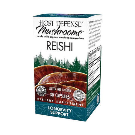 Host Defense, Reishi Capsules, Supports General Wellness and Vitality, Mushroom Supplement, Unflavored, 30 Count (Pack of 1)
