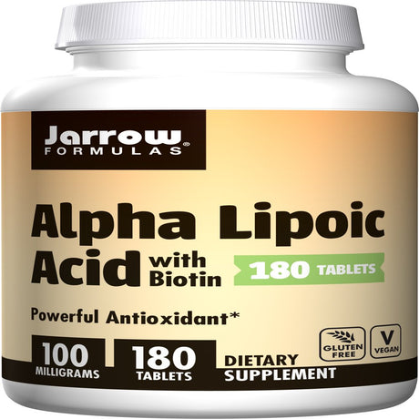 Jarrow Formulas Alpha Lipoic Acid, Supports Energy, Vision, Liver, Cardiovascular Health, 100 Mg, 180 Easy-Solv Tabs